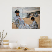 Claude Monet - Op het strand in Trouville Poster (Keuken)