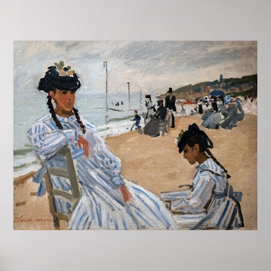 Claude Monet - Op het strand in Trouville Poster (Voorkant)