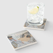 Claude Monet - Op het strand in Trouville Stenen Onderzetter (Zijkant)