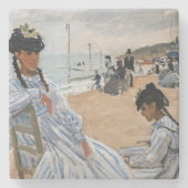Claude Monet - Op het strand in Trouville Stenen Onderzetter (Voorkant)