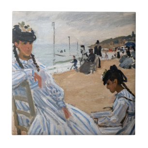 Claude Monet - Op het strand in Trouville Tegeltje
