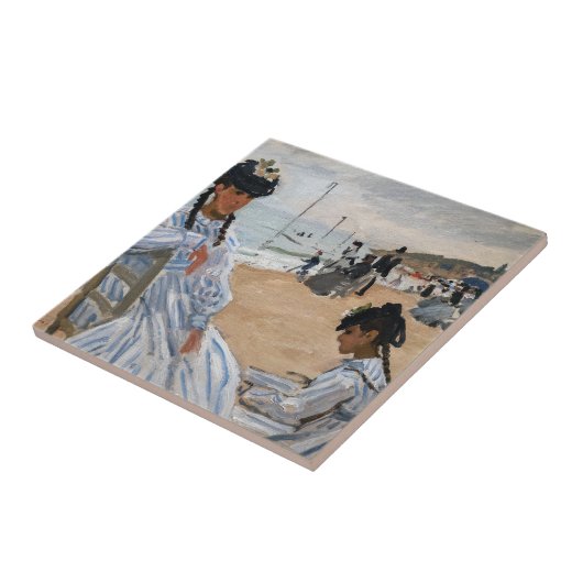 Claude Monet - Op het strand in Trouville Tegeltje (Zijkant)