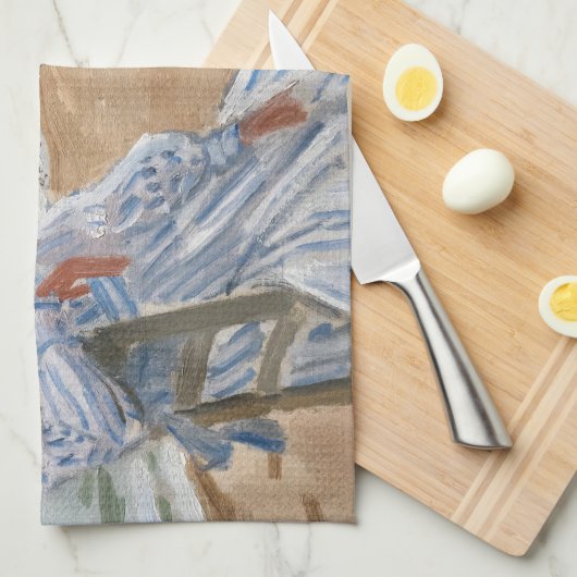 Claude Monet - Op het strand in Trouville Theedoek (Quarter Fold)