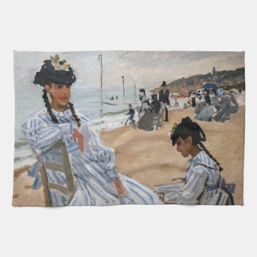 Claude Monet - Op het strand in Trouville Theedoek (Horizontaal)