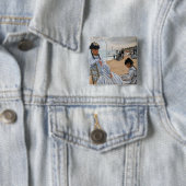 Claude Monet - Op het strand in Trouville Vierkante Button 5,1 Cm (In situ)