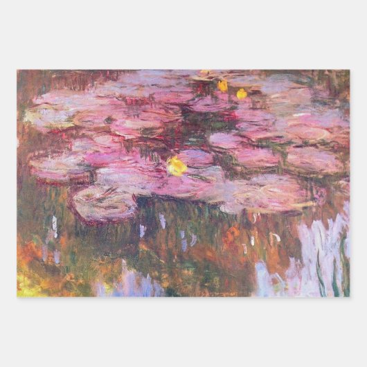 Claude Monet Paars en Roze Water Lilies Inpakpapier Vel (Voorkant 2)