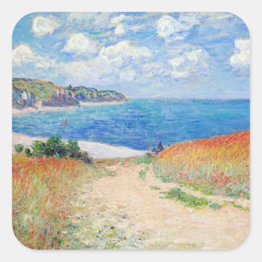 Claude Monet - Pad in Tarwevelden bij Pourville Vierkante Sticker (Voorkant)