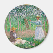 Claude Monet - Painters in de tuin Magneet (Voorkant)