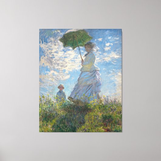 Claude Monet Painting Lady met Parasol Canvas Afdruk (Voorkant)
