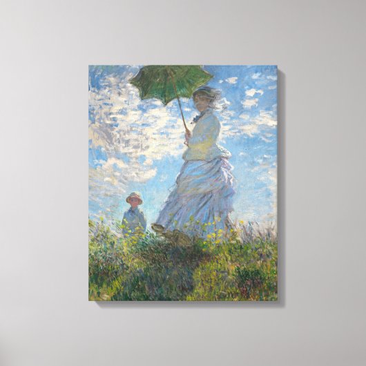 Claude Monet Painting Lady met Parasol Canvas Afdruk (Voorkant)