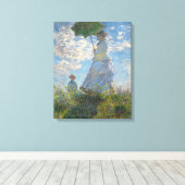 Claude Monet Painting Lady met Parasol Canvas Afdruk (Insitu (Houten vloer))