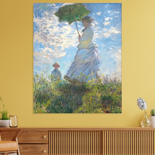 Claude Monet Painting Lady met Parasol Canvas Afdruk (Insitu (Woonkamer))