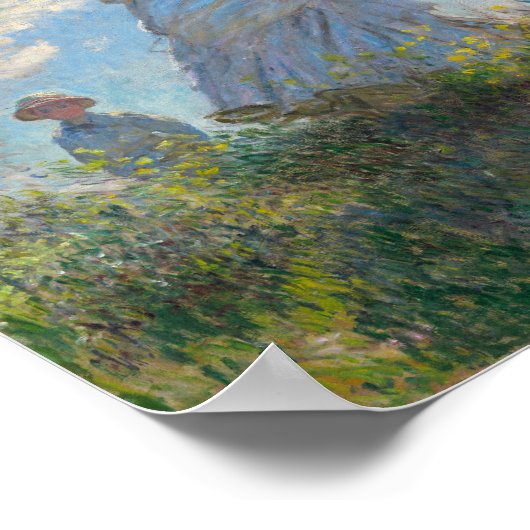 Claude Monet Painting Lady met Parasol Poster (Hoek)