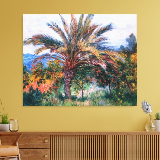 Claude Monet: Palmboom op Bordighera Canvas Afdruk (Insitu (Woonkamer))