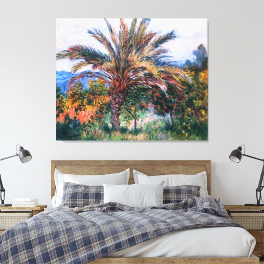 Claude Monet: Palmboom op Bordighera Canvas Afdruk (Insitu (Slaapkamer))
