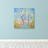 Claude Monet- Peerboom in Bloem Canvas Afdruk (Insitu (Houten vloer))