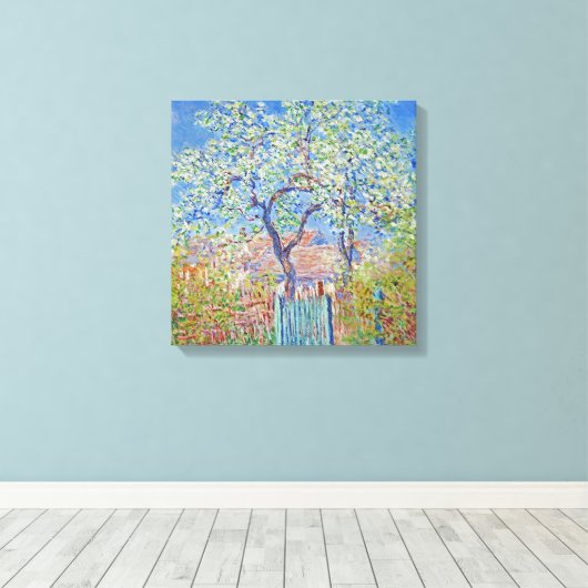 Claude Monet- Peerboom in Bloem Canvas Afdruk (Insitu (Houten vloer))