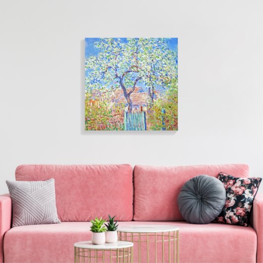 Claude Monet- Peerboom in Bloem Canvas Afdruk (Insitu (Woonkamer))