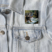 Claude Monet - Picknick op het gras, rechterpaneel Vierkante Button 5,1 Cm (In situ)