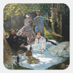 Claude Monet - Picknick op het gras, rechterpaneel Vierkante Sticker