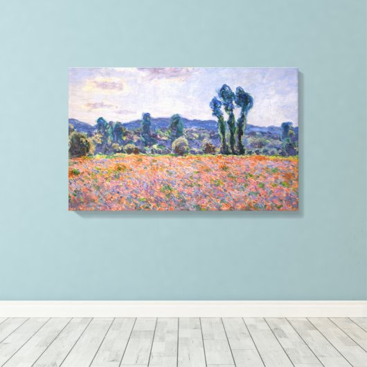 Claude Monet - Poppy Field 1890 (Giverny) Canvas Afdruk (Insitu (Houten vloer))