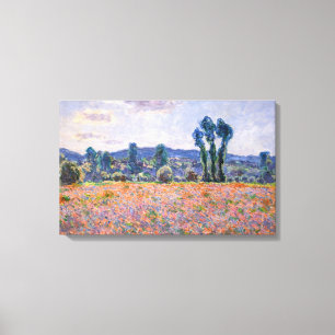 Claude Monet - Poppy Field 1890 (Giverny) Canvas Afdruk