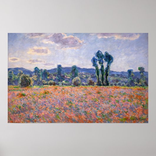 Claude Monet - Poppy Field 1890 (Giverny) Poster (Voorkant)