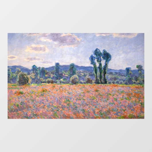 Claude Monet - Poppy Field 1890 (Giverny) Raamsticker (Vel)