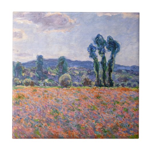 Claude Monet - Poppy Field 1890 (Giverny) Tegeltje (Voorkant)