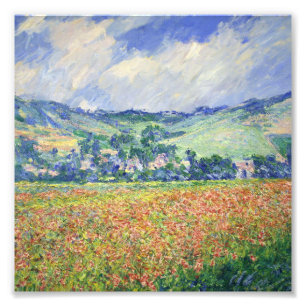 Claude Monet - Poppy Field, buiten Giverny, Foto Afdruk