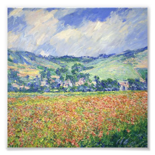 Claude Monet - Poppy Field, buiten Giverny, Foto Afdruk (Voorkant)