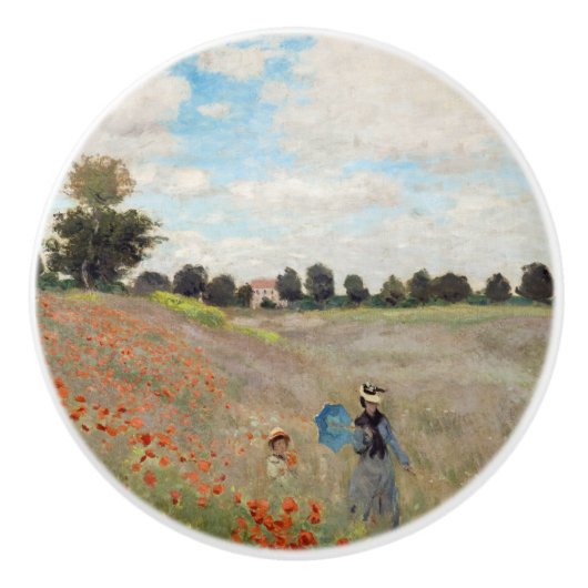 Claude Monet - Poppy Field Keramische Knop (Voorkant)