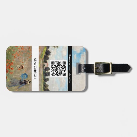 Claude Monet - Poppy Field - QR-code Bagagelabel (Voorkant horizontaal)