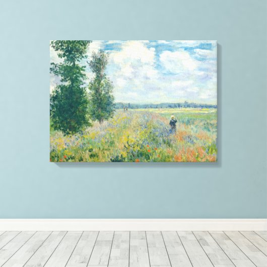 Claude Monet - Poppy Fields bij Argenteuil (1875) Canvas Afdruk (Insitu (Houten vloer))