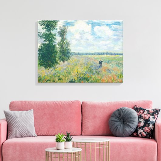 Claude Monet - Poppy Fields bij Argenteuil (1875) Canvas Afdruk (Insitu (Woonkamer))