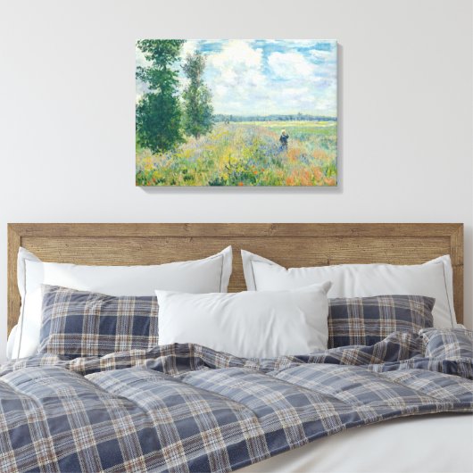 Claude Monet - Poppy Fields bij Argenteuil (1875) Canvas Afdruk (Insitu (Slaapkamer))