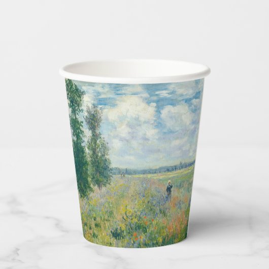 Claude Monet - Poppy Fields bij Argenteuil (1875) Papieren Bekers (Achterkant)