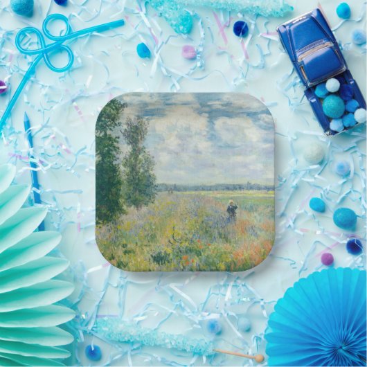 Claude Monet - Poppy Fields bij Argenteuil (1875) Papieren Bordje (Feest)