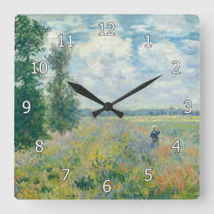 Claude Monet - Poppy Fields bij Argenteuil (1875) Vierkante Klok