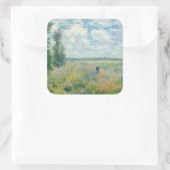 Claude Monet - Poppy Fields bij Argenteuil (1875) Vierkante Sticker (Tas)