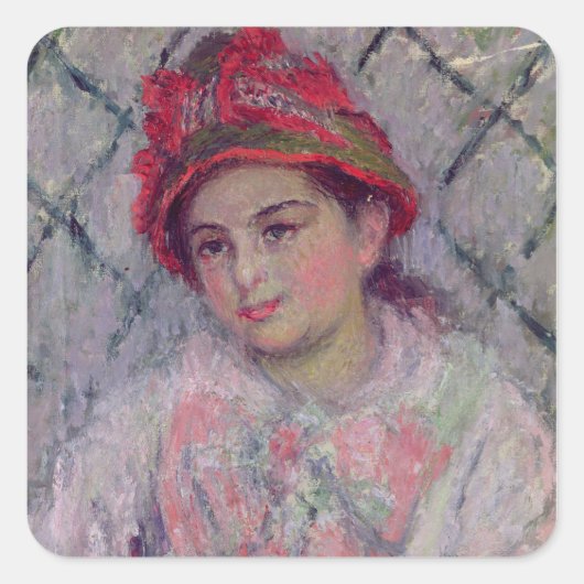 Claude Monet | Portret van Blanche Hoschede Vierkante Sticker (Voorkant)