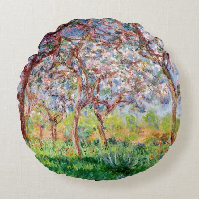 Claude Monet | Printemps a Giverny, 1903 Rond Kussen (Voorkant)