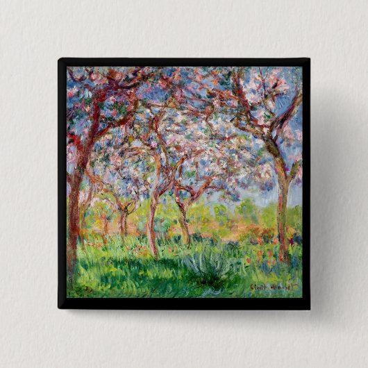 Claude Monet | Printemps a Giverny Vierkante Button 5,1 Cm (Voorkant)
