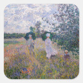 Claude Monet - Promenade bij Argenteuil Vierkante Sticker (Voorkant)