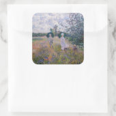 Claude Monet - Promenade bij Argenteuil Vierkante Sticker (Tas)