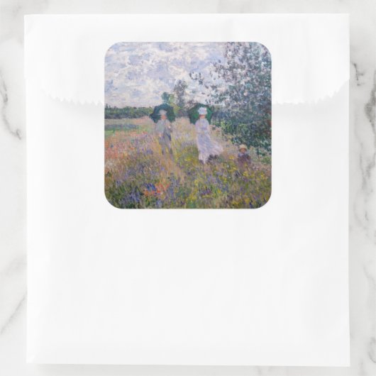 Claude Monet - Promenade bij Argenteuil Vierkante Sticker (Tas)