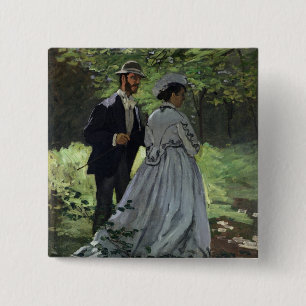 Claude Monet   Promenaders, Bazille, Camille Vierkante Button 5,1 Cm