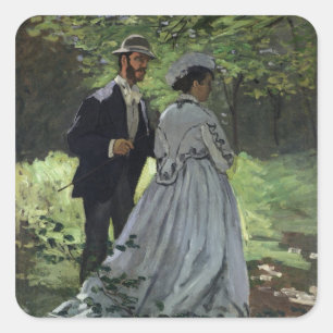 Claude Monet Promenaders, Bazille, Camille Vierkante Sticker