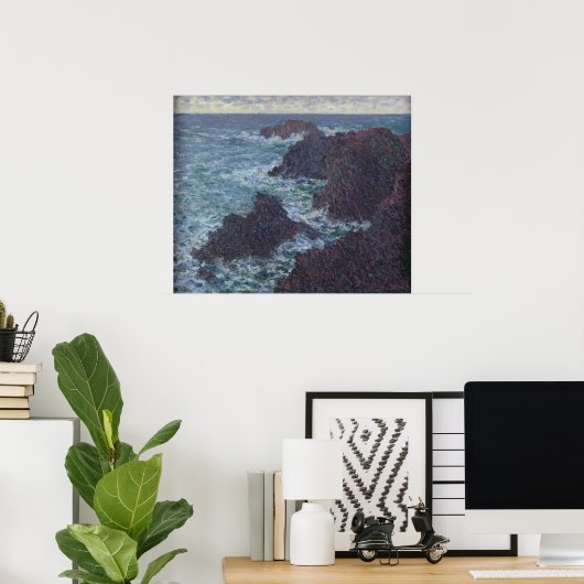 Claude Monet | Rakken in Belle-Ile, wilde kust Poster (Thuiskantoor)