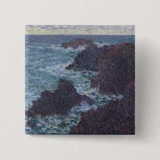 Claude Monet | Rakken in Belle-Ile, wilde kust Vierkante Button 5,1 Cm (Voorkant)